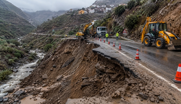 Zes wegen op Gran Canaria blijven gesloten na storm Therese